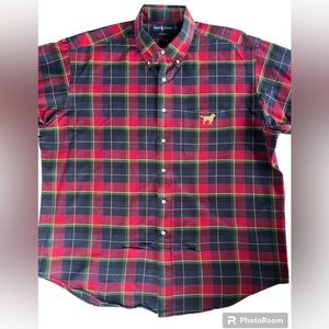 Ralph Lauren Polo Blake Button Down Plaid Men’s Shirt Embroidered Dog XL